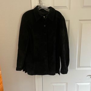 Black leather button up jacket size XL Valerie Stevens LIKE NEW